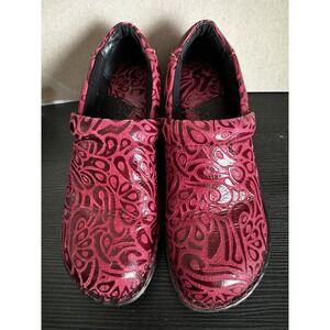 BOC Maroon Paisley Print Slip On Wedge Clog Loafers Leather Shoes 7